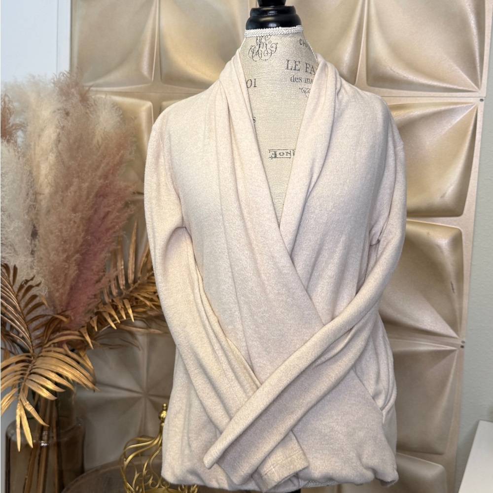 Pure + Good Cream Wrap Cardigan Cozy Lightweight Sweater